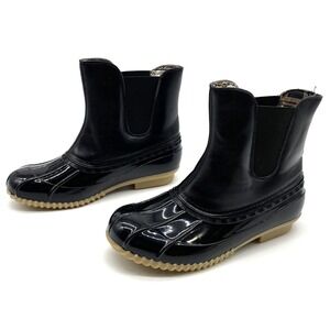 Duck Boots Womens Size 6 Black Plaid Lining Rain Boots